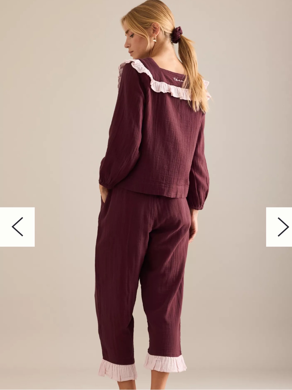 Nwt Tbco Cotton Cropped Leg Ruffle Pajamas. Size Medium — image 3 of 8